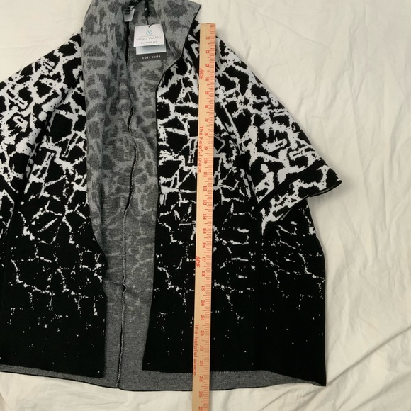 Ming Wang Relaxed Fit Open Front Kimono Cardigan Black White Small Medium New - Picture 13 of 13